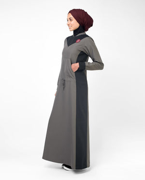 Active Athletic Grey and Black Casual Abaya Jilbab S 54 Grey