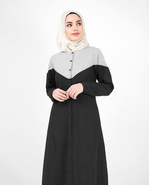 An All Seasons Black & Grey Color Blocking Abaya Jilbab S 54 Black