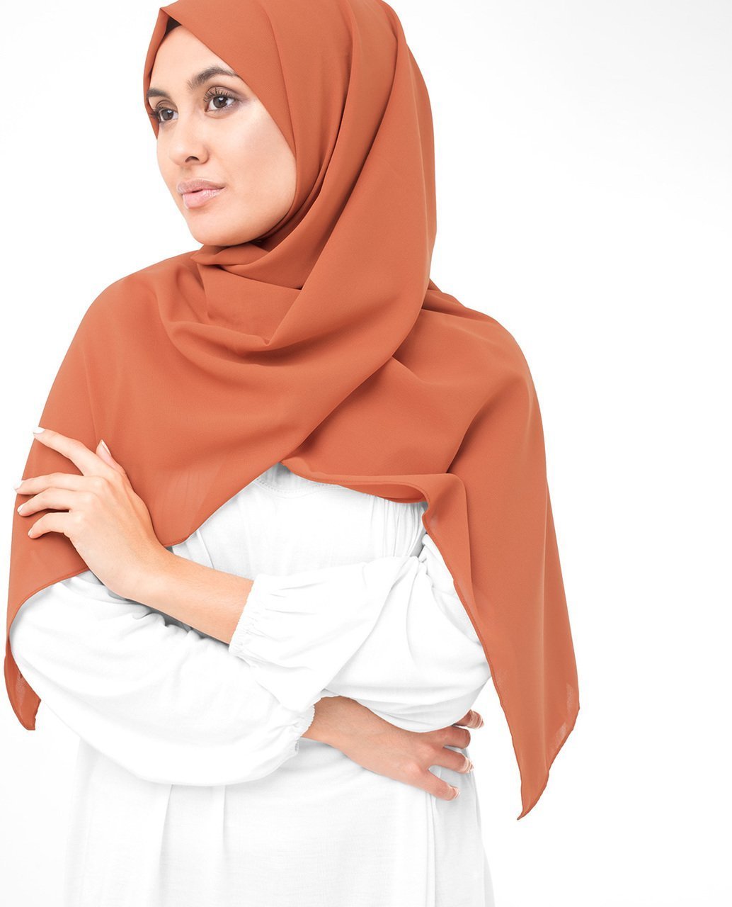 Apricot Orange Poly Georgette Hijab Regular Apricot Orange