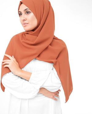 Apricot Orange Poly Georgette Hijab Regular Apricot Orange