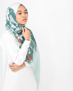 Aqua Abstract Print Viscose Hijab Regular