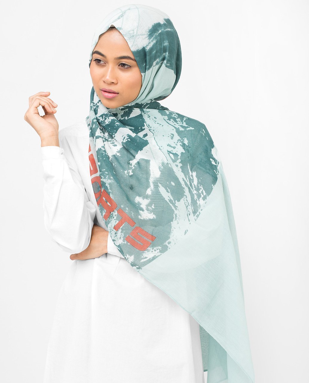 Aqua Abstract Print Viscose Hijab Regular