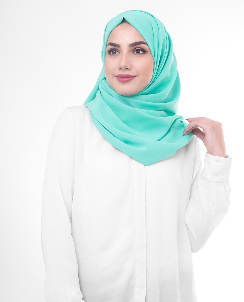 Aqua Green Poly Georgette Hijab Regular Aqua Green