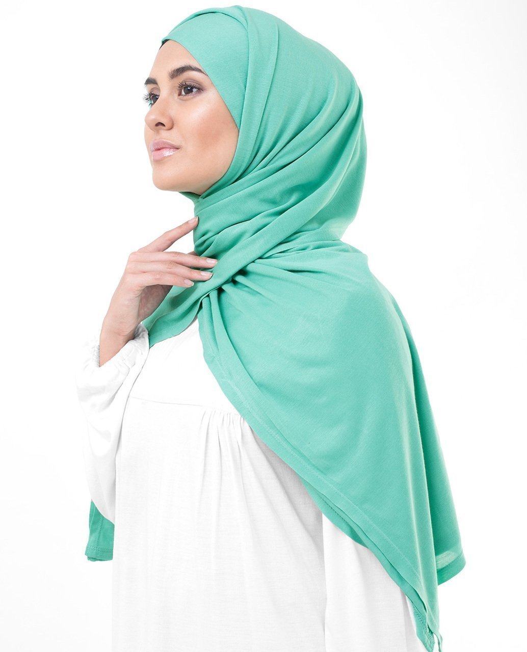 Aqua Turquoise Viscose Jersey Hijab Medium Aqua Turquoise