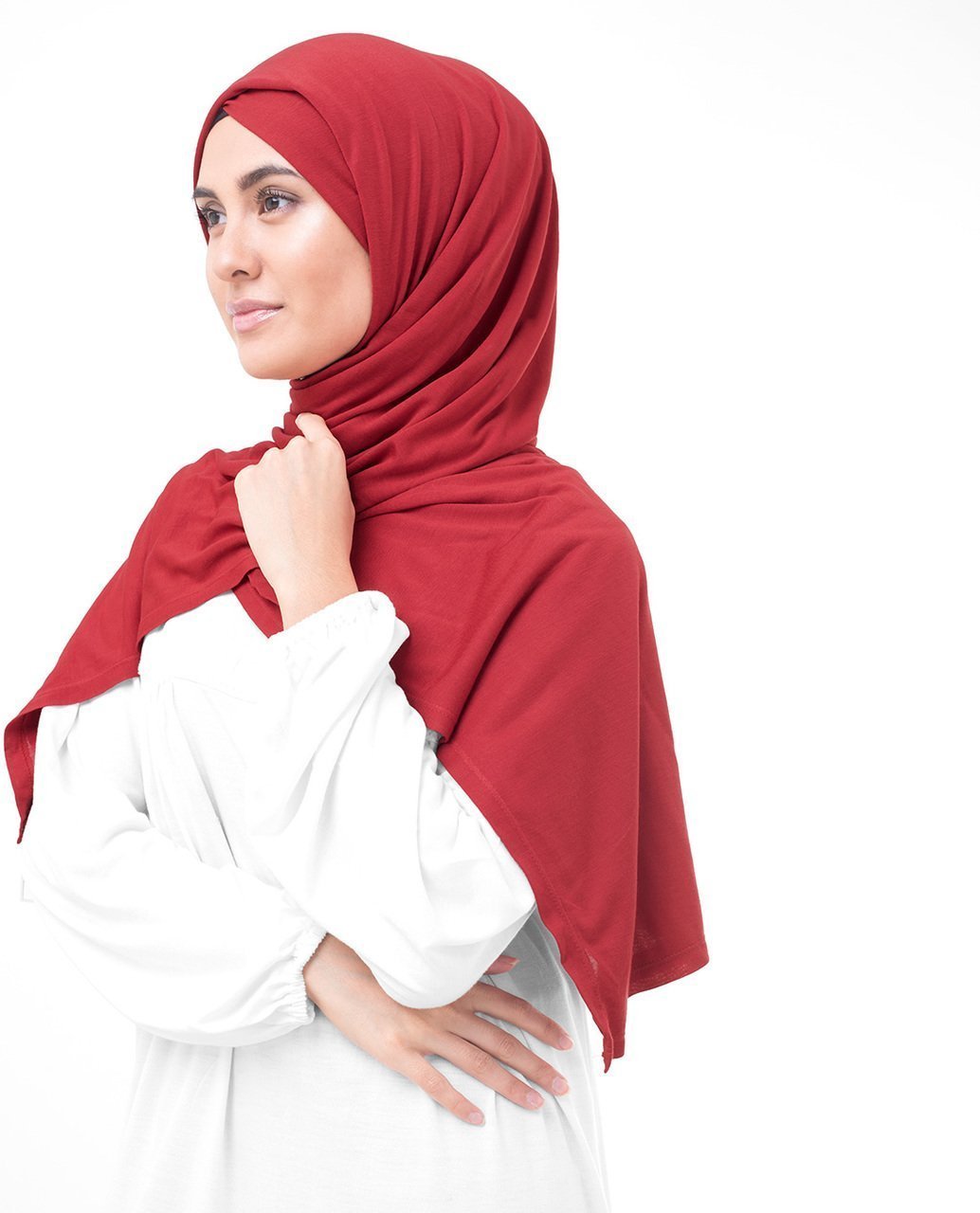 Aurora Red Viscose Jersey Hijab Medium Aurora Red