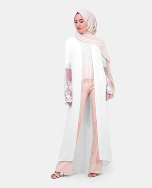 Beautiful Long White Lace Outerwear Small (8-10) Petite (- 5'2") White