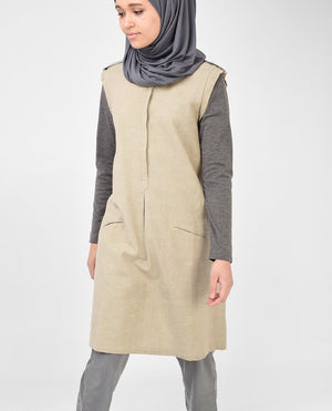 Beige and Brown Long Tunic Slim