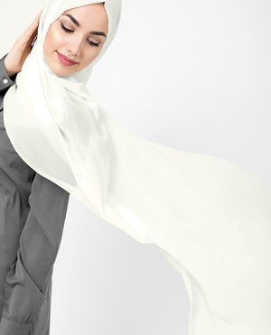 Bit of White Poly Georgette Hijab Regular