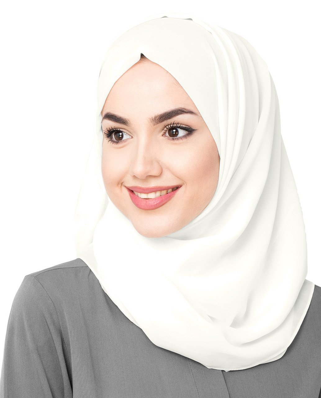 Bit of White Poly Georgette Hijab Regular