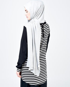 Black and Light Grey Striped Top Slim