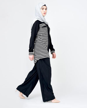 Black and Light Grey Striped Top Slim