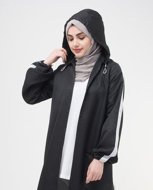 Black Hooded Outerwear Small Petite (- 5'2") Black