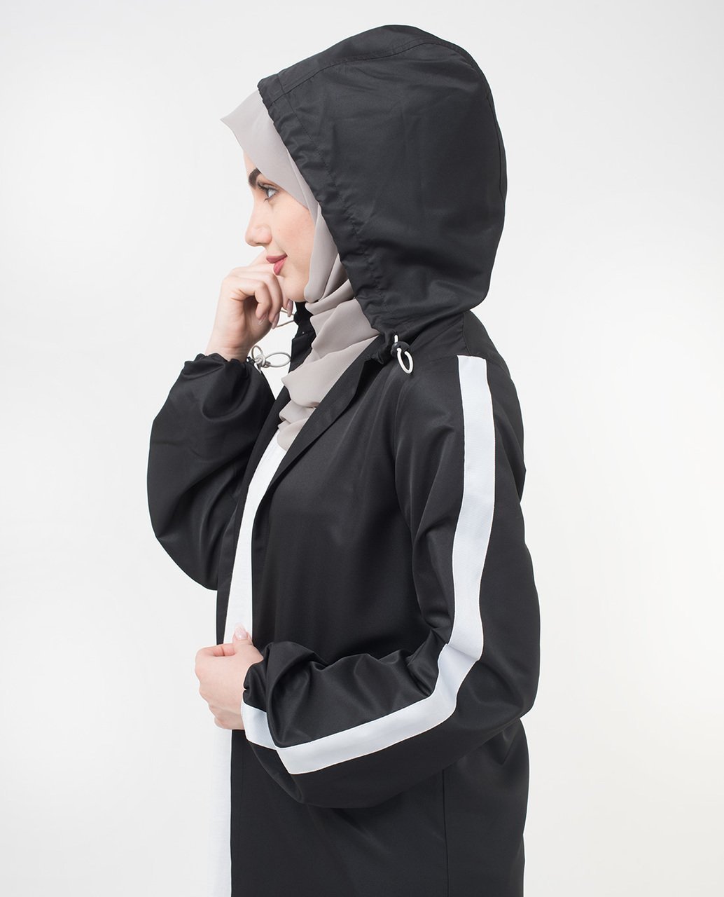 Black Hooded Outerwear Small Petite (- 5'2") Black