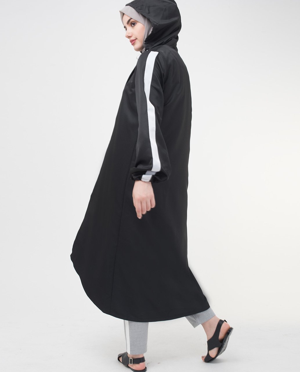 Black Hooded Outerwear Small Petite (- 5'2") Black