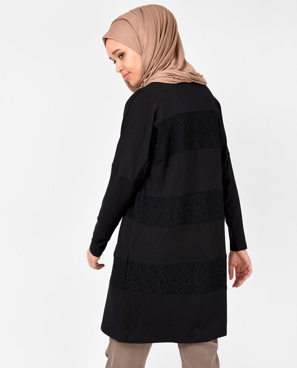 Black Lace Detailed Loose Fit Top