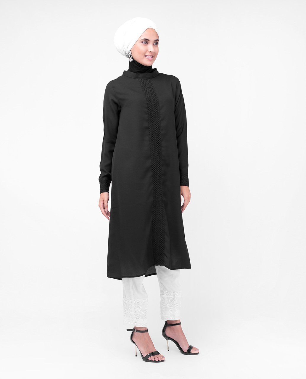 Black Lace Modest Top Small (8-10) Petite (- 5'2") Black