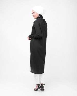 Black Lace Modest Top Small (8-10) Petite (- 5'2") Black