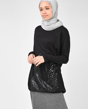 Black Long Line Top Slim