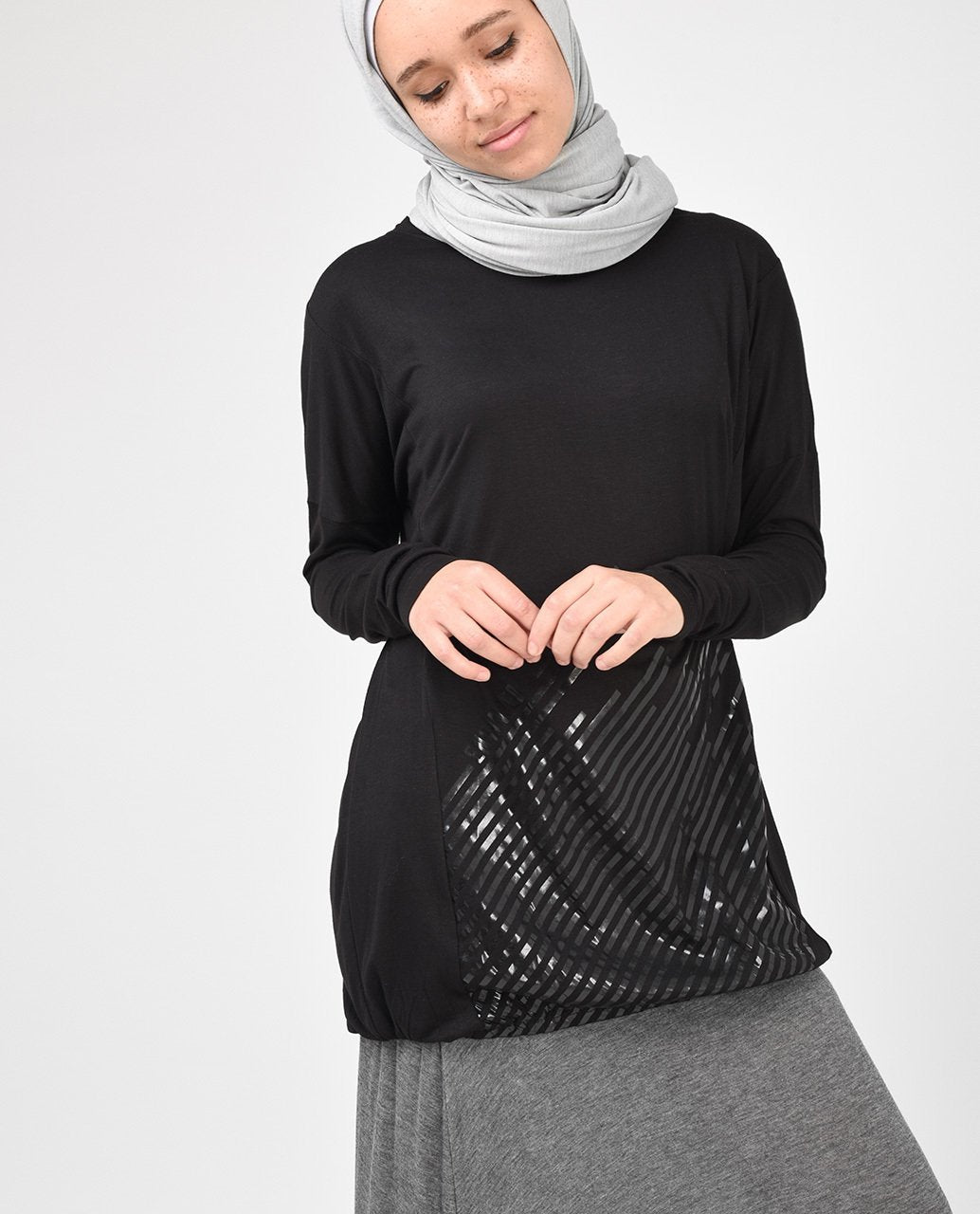 Black Long Line Top Slim