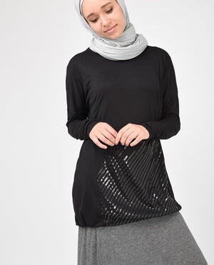 Black Long Line Top Slim