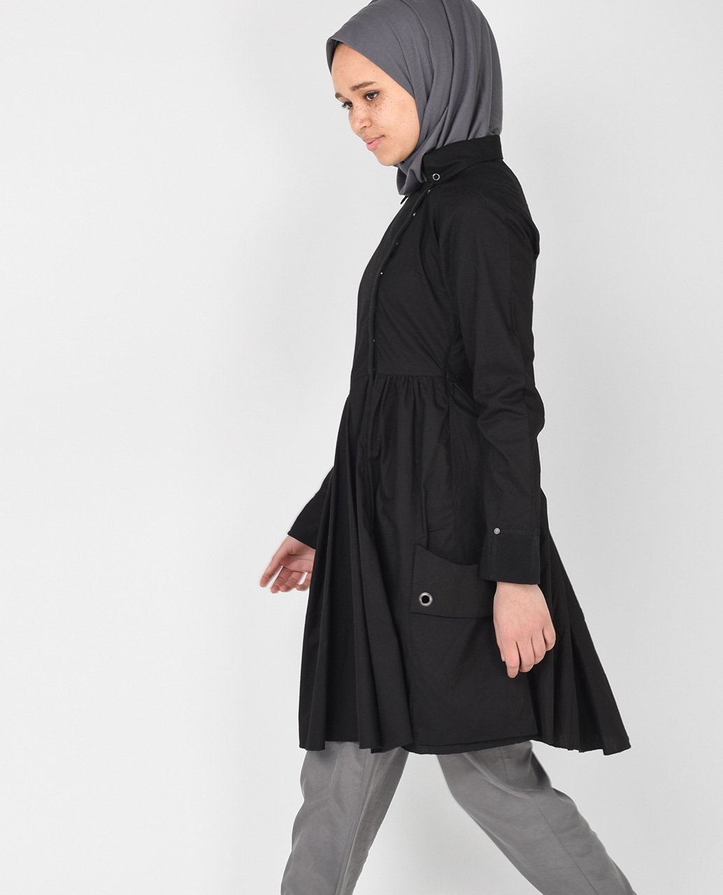 Black Skater Style Tunic Slim