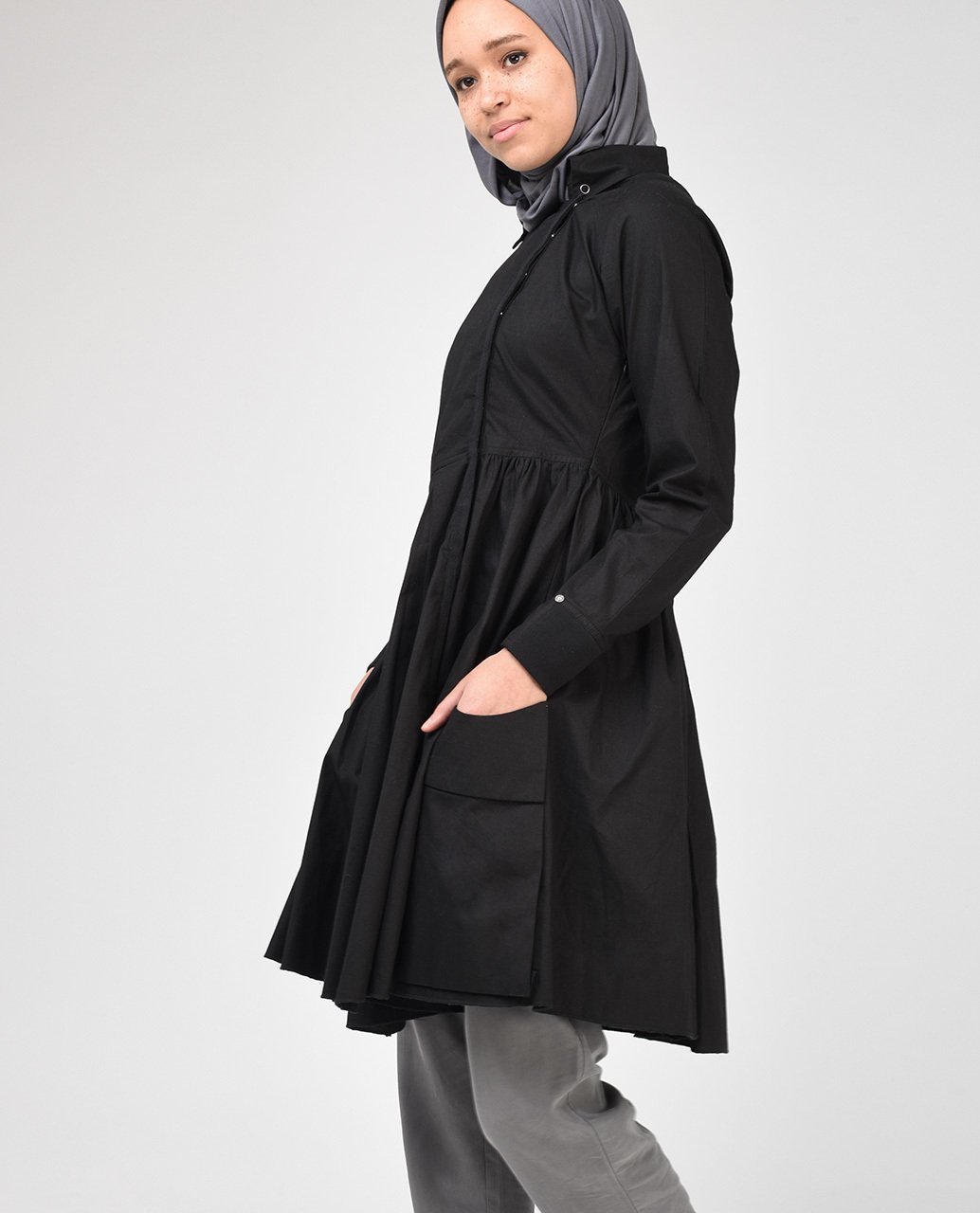 Black Skater Style Tunic Slim