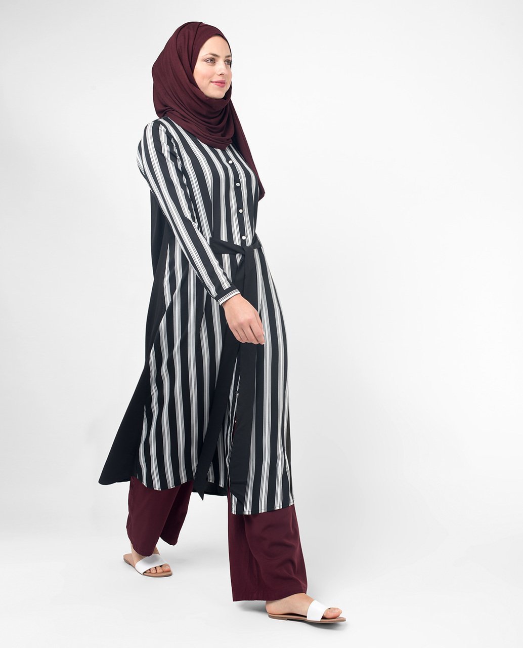 Black & White Modest Shirt Dress Small (8-10) Petite (- 5'2")