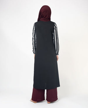 Black & White Modest Shirt Dress Small (8-10) Petite (- 5'2")