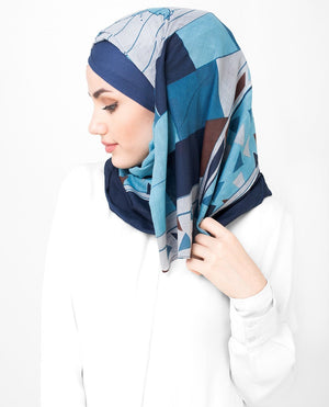 Blue And Teal Cotton Voil Hijab Regular Blue And Teal