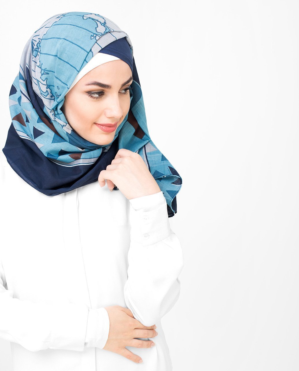 Blue And Teal Cotton Voil Hijab Regular Blue And Teal
