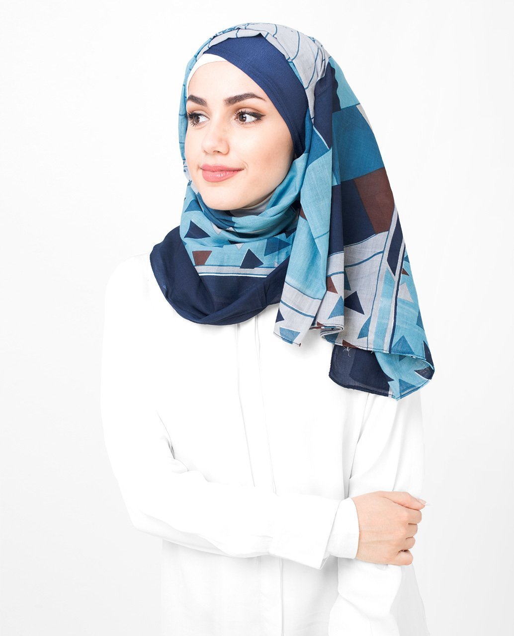 Blue And Teal Cotton Voil Hijab Regular Blue And Teal