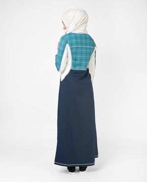 Blue Checked Effortless Tennis Inspired Print Abaya Jilbab S 54 Navy