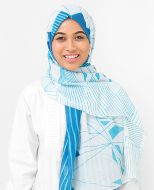 Blue Contour Viscose Hijab Maxi Blue