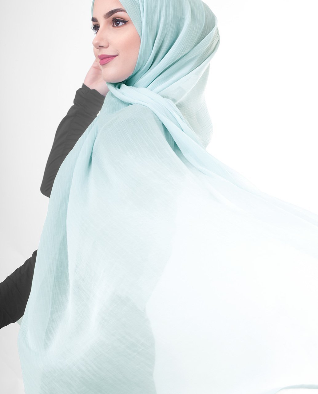 Blue Glow Poly Chiffon Hijab M Blue Glow