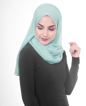 Blue Glow Poly Chiffon Hijab M Blue Glow