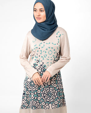 Blue Scatter Print Top Slim