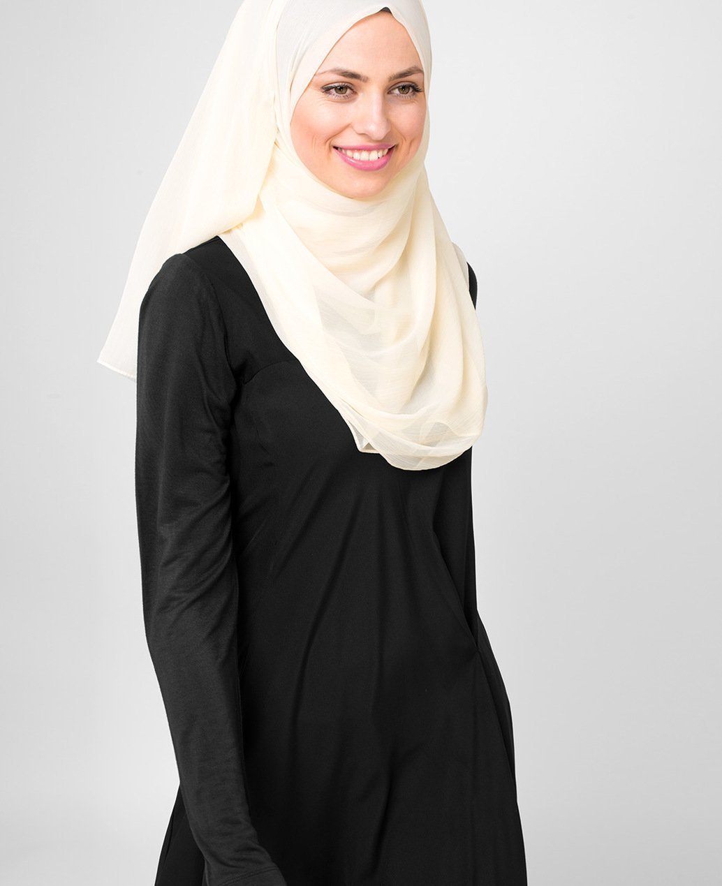 Bone White Poly Chiffon Hijab Regular