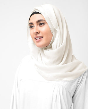 Bright White Poly Chiffon Hijab M Bright White