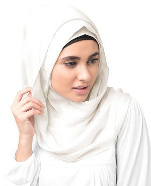 Bright White Poly Chiffon Hijab M Bright White