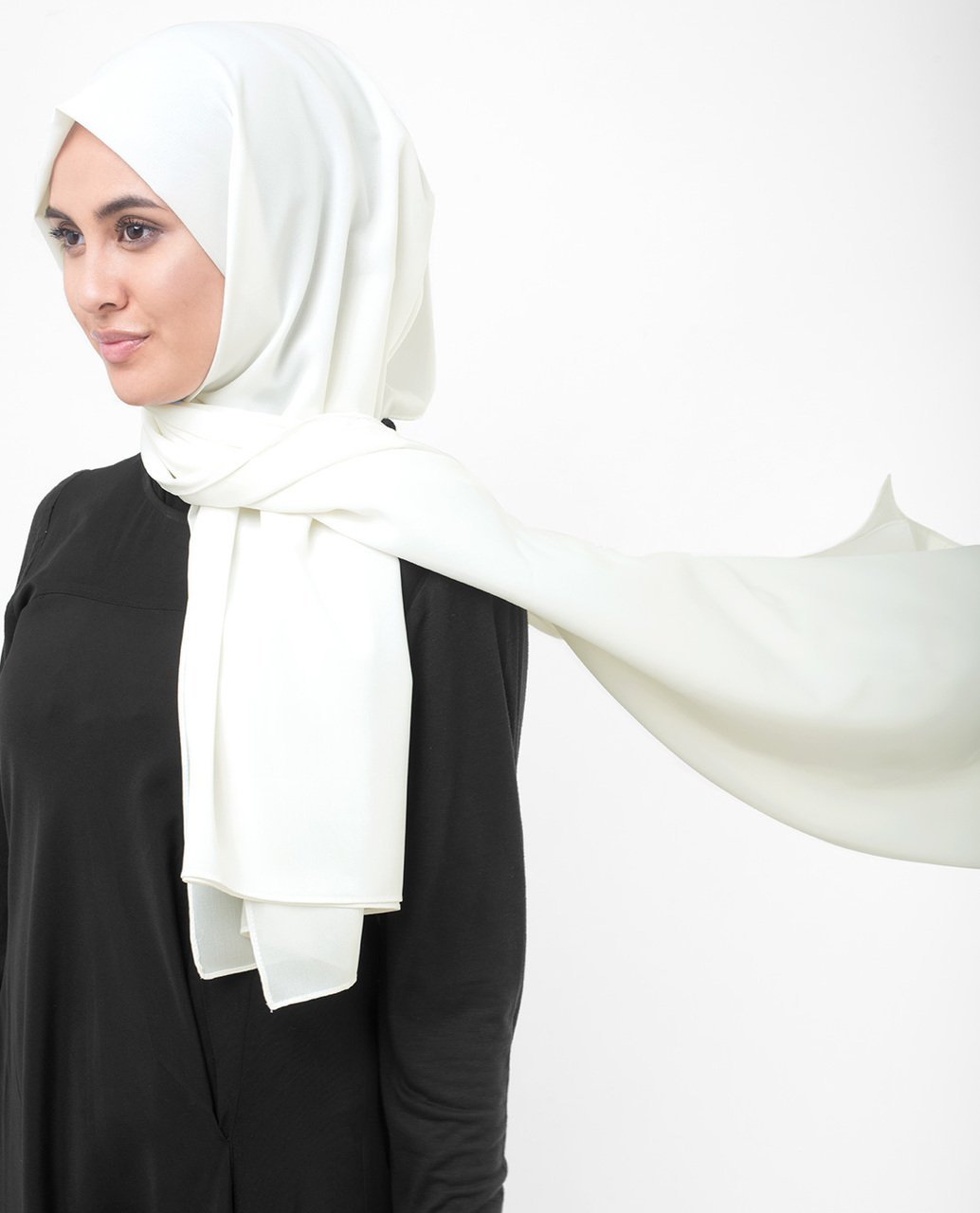 Bright White Poly Georgette Hijab Regular Bright White