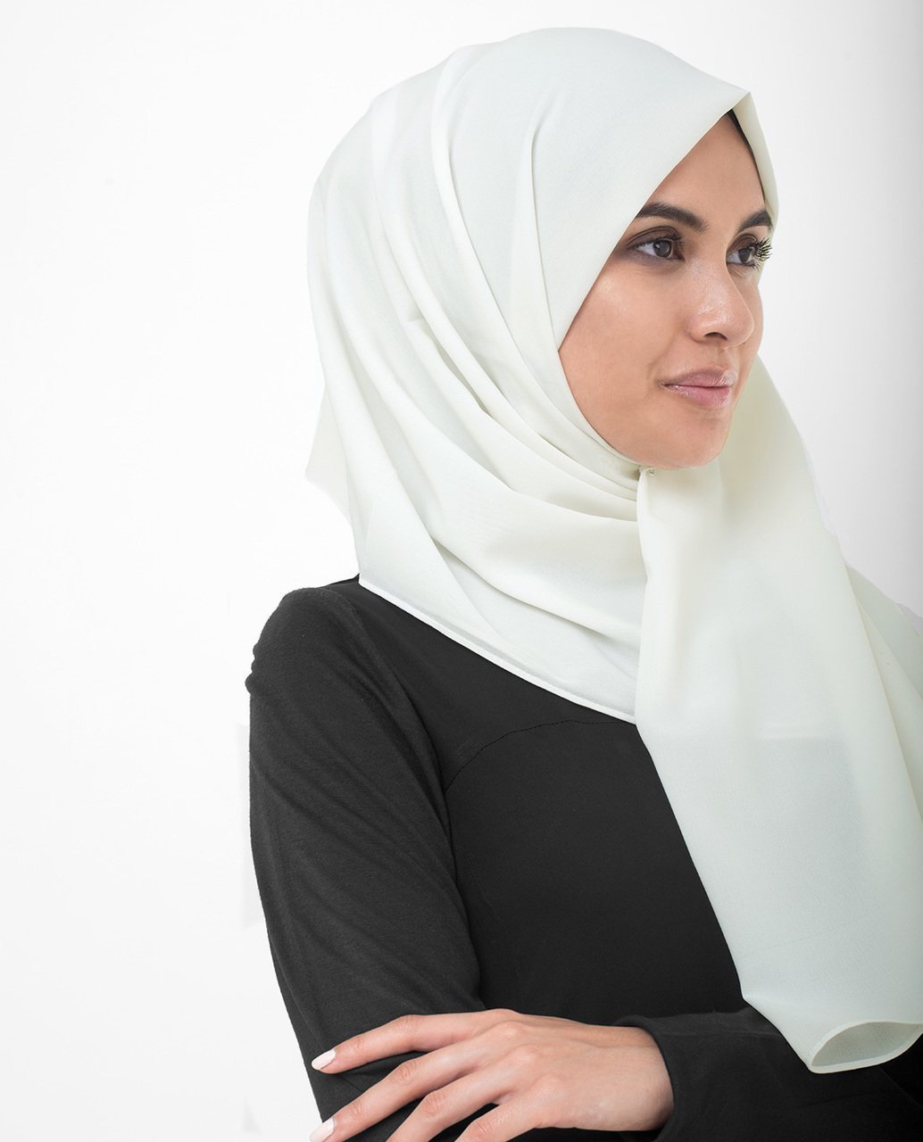 Bright White Poly Georgette Hijab Regular Bright White