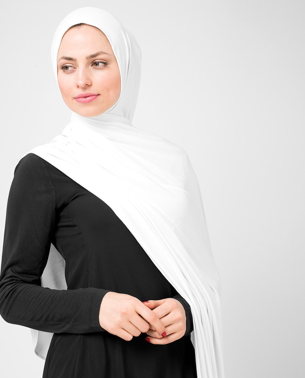 Bright White Viscose Jersey Hijab Medium White 