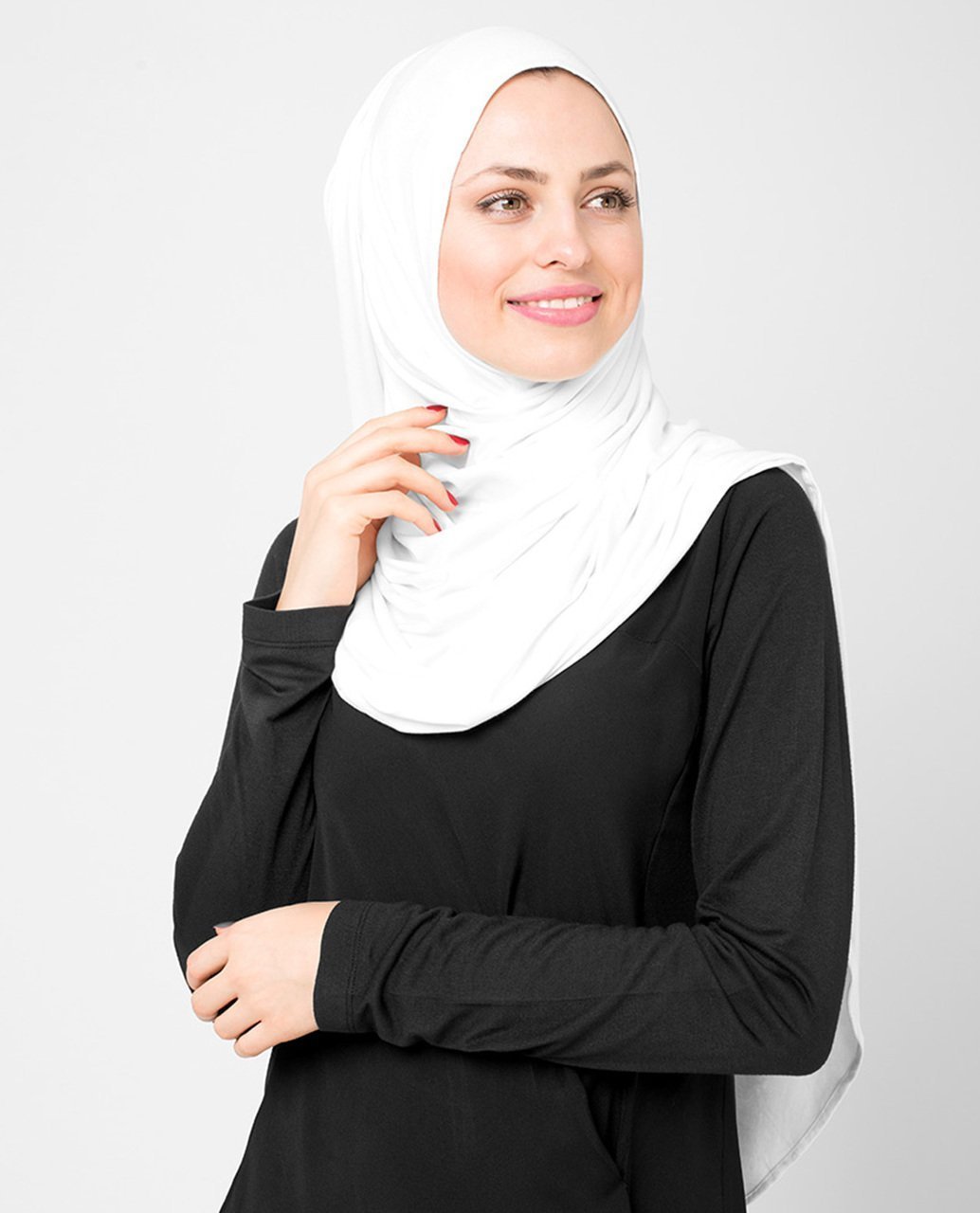 Bright White Viscose Jersey Hijab Medium White
