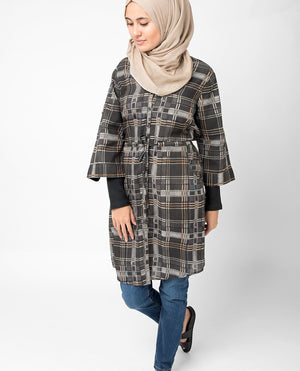 Brown Check Shirt Slim Brown