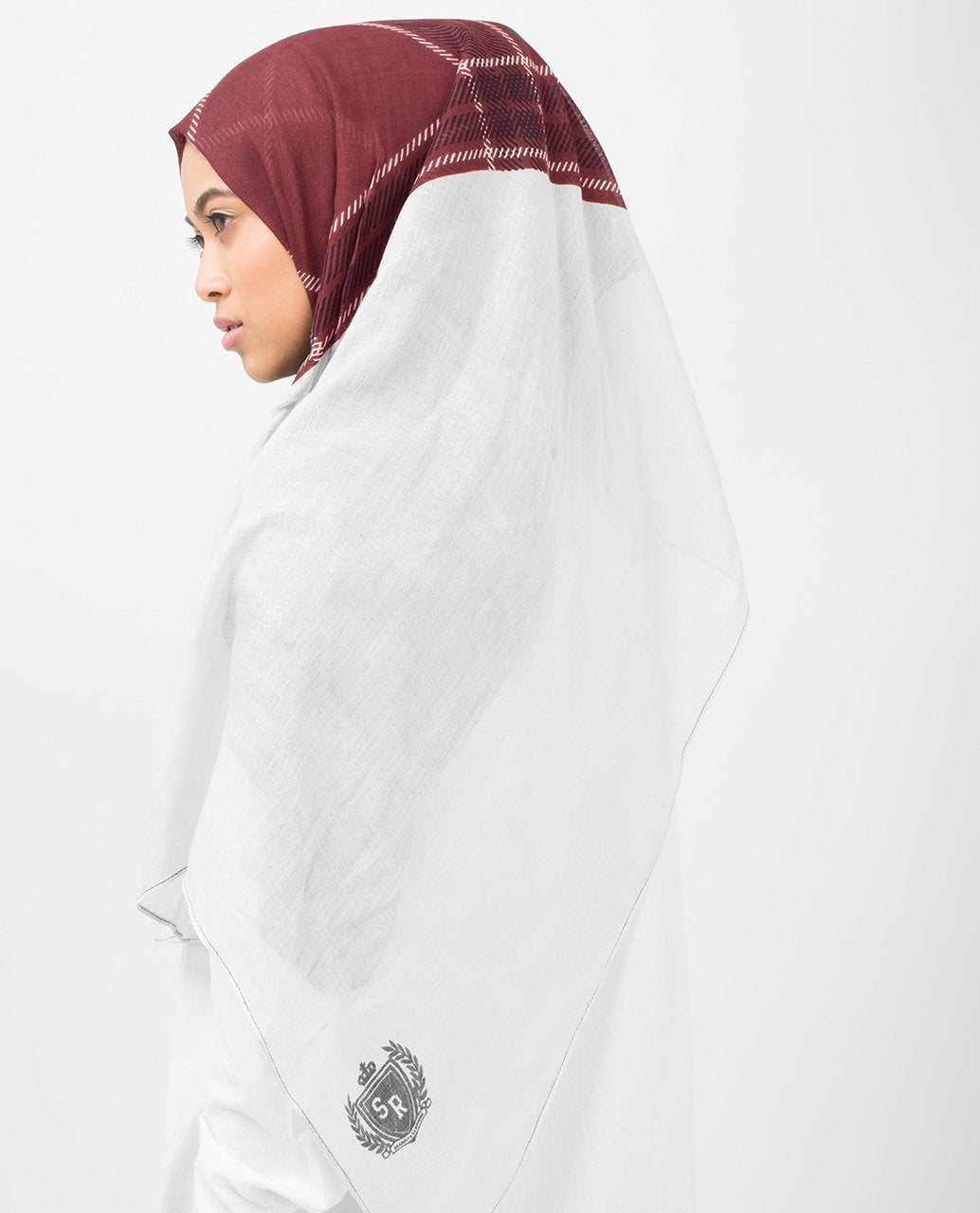 Burgundy Check Viscose Hijab Regular Burgundy