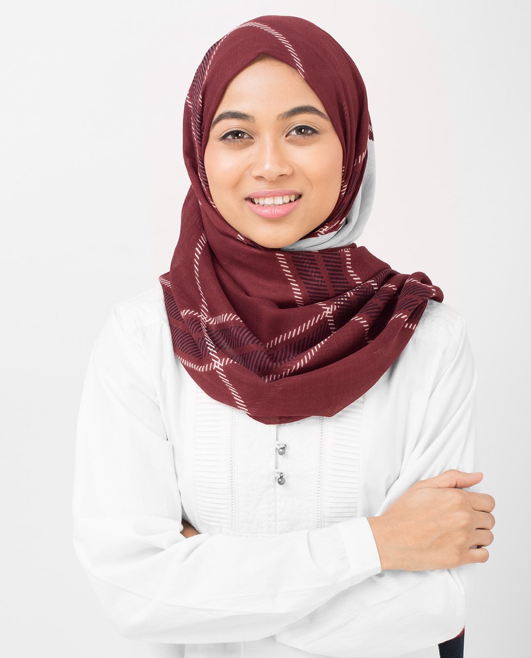 Burgundy Check Viscose Hijab Maxi Burgundy