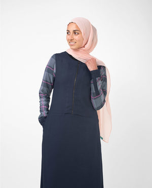 Casual Occasion Feminine Checked Blue Abaya Jilbab S 54 Navy