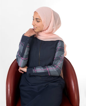 Casual Occasion Feminine Checked Blue Abaya Jilbab S 54 Navy