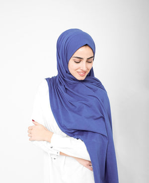 Classic Blue Cotton Jersey Hijab Regular