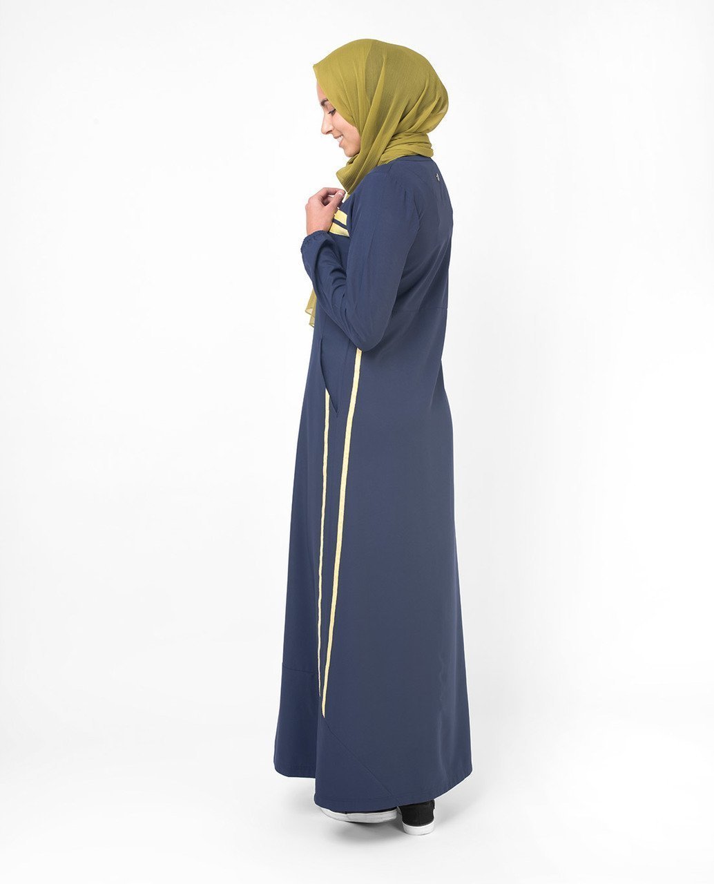 Classic Elegance Yellow Highlight Abaya Jilbab S 54 Navy